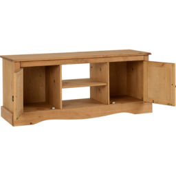 Seconique Corona 2 Door Distressed Waxed Pine Flat Screen TV Unit - Size: 40 x 120 x 51cm - Brown - Wilko - thumbnail 4