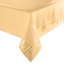 Christmas Story Cream and Gold Christmas Tree Tablecloth 177 x 132cm - Size: 178 x 132.1 x 1cm - Wilko