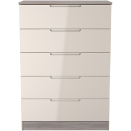Crowndale Milan 5 Drawer Kashmir Gloss and Grey Oak Chest of Drawers Ready Assembled - Kashmir Gloss & Grey Oak - Wilko - thumbnail 4