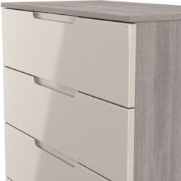 Crowndale Milan 5 Drawer Kashmir Gloss and Grey Oak Chest of Drawers Ready Assembled - Kashmir Gloss & Grey Oak - Wilko - thumbnail 5