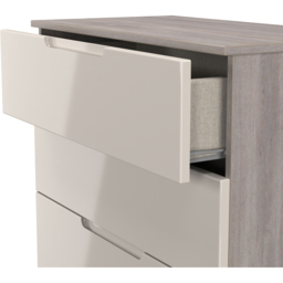 Crowndale Milan 5 Drawer Kashmir Gloss and Grey Oak Chest of Drawers Ready Assembled - Kashmir Gloss & Grey Oak - Wilko - thumbnail 6
