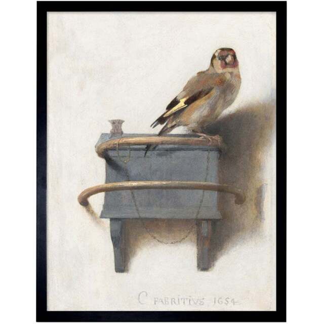 Artery8 Fabritius The Goldfinch Framed Wall Art Print 30 x 41cm - Size: 43.3 x 33.3 x 1.5cm - Brown - Wilko - image 1
