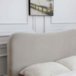 Myla King Size Natural Chenille Upholstered Bed Frame with Headboard - Kyoto Futons - Wilko - thumbnail 7