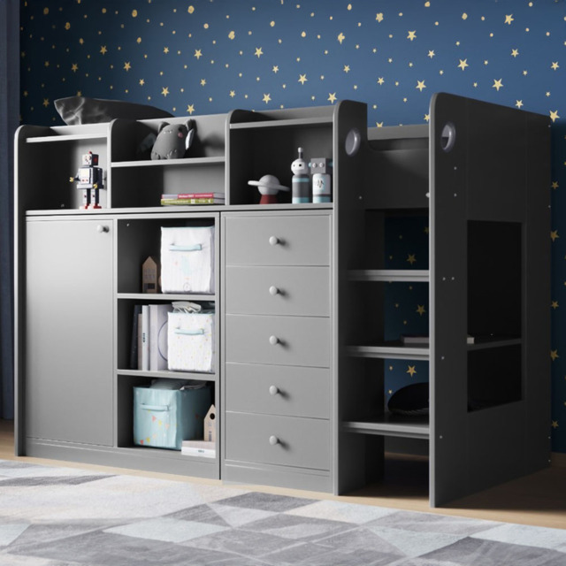 Flair Wizard Junior Single Grey High Sleeper Storage Station - Wilko - image 1