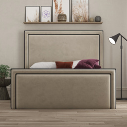 DS Living Verona King Size Plush Cream Piping Bed Frame - Wilko - thumbnail 4