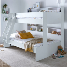 Bedmaster Oliver Triple Sleeper White Bunk Bed with Spring Mattresses - Size: Single + Small Double - Wilko - thumbnail 1