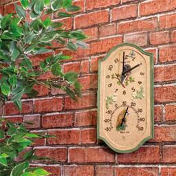 St Helens Owl Design Garden Clock and Thermometer 38 x 20cm - Size: 20 x 38cm - Wilko - thumbnail 3