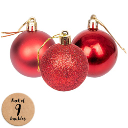 Shatchi 5cm Dark Red Luxury Bauble 9 Pack - Wilko