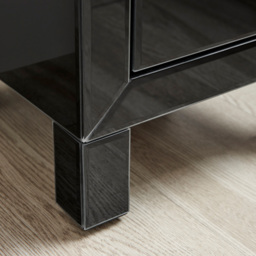 Furniturebox Lacey 3 Drawer Black Small Bedside Table - Silver - Wilko - thumbnail 5