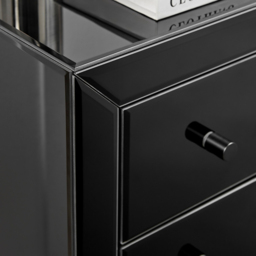 Furniturebox Lacey 3 Drawer Black Small Bedside Table - Silver - Wilko - thumbnail 4