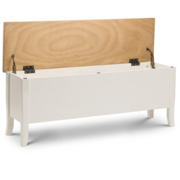 Julian Bowen Davenport 2 Seater Oak and Ivory Storage Dining Bench - Size: 34 x 120 x 46cm - Cream - Wilko - thumbnail 5