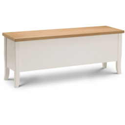 Julian Bowen Davenport 2 Seater Oak and Ivory Storage Dining Bench - Size: 34 x 120 x 46cm - Cream - Wilko - thumbnail 3
