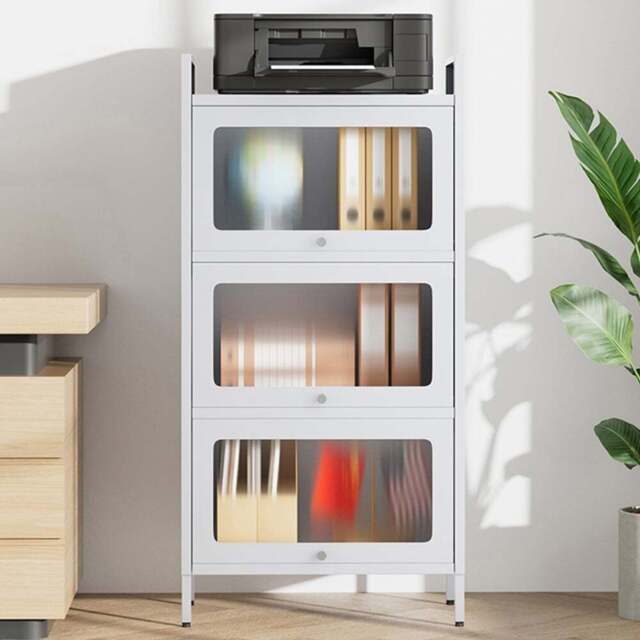 H&O Direct 3 Door Vertical Flip-Up Design File Cabinet - Size: 121 x 60 x 37.5cm - White - Wilko - image 1