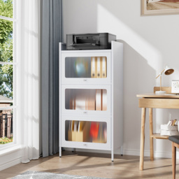 H&O Direct 3 Door Vertical Flip-Up Design File Cabinet - Size: 121 x 60 x 37.5cm - White - Wilko - thumbnail 6