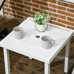 Outsunny Garden Side Table with Umbrella Hole - Size: 51 x 51 x 51cm - White - Wilko - thumbnail 4