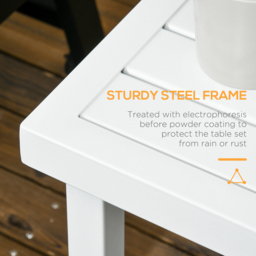 Outsunny Garden Side Table with Umbrella Hole - Size: 51 x 51 x 51cm - White - Wilko - thumbnail 6
