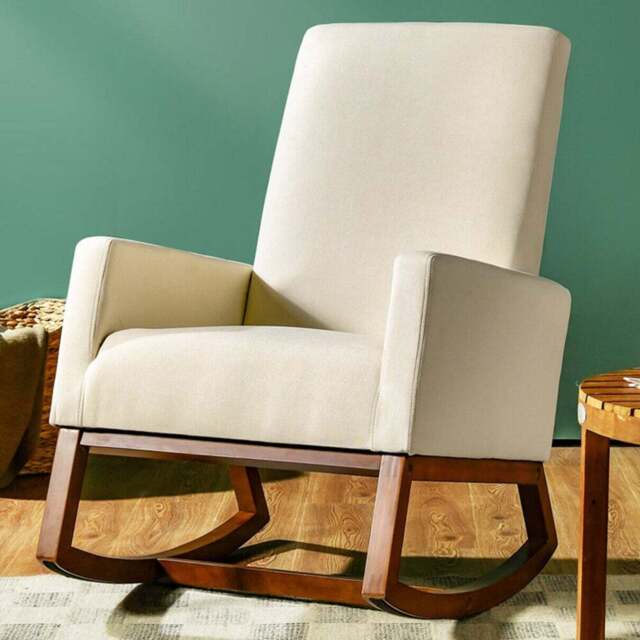 Costway Beige Rocking Armchair - Size: Single - Cream - Wilko - image 1