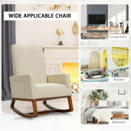 Costway Beige Rocking Armchair - Size: Single - Cream - Wilko - thumbnail 4