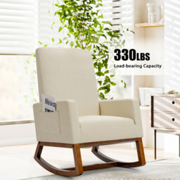 Costway Beige Rocking Armchair - Size: Single - Cream - Wilko - thumbnail 6