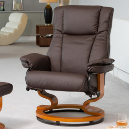 Artemis Home Calhoun Brown Swivel Recliner Chair with Footstool - Size: Single - Wilko - thumbnail 3