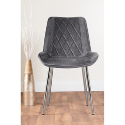 Furniturebox Arona Cesano 4 Seater Round Dining Set Grey and Chrome - Wilko - thumbnail 4