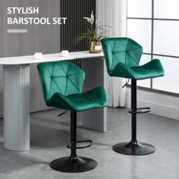 Portland Green Luxurious Velvet Touch Bar Stool Set of 2 - Wilko - thumbnail 5