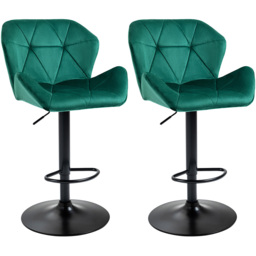 Portland Green Luxurious Velvet Touch Bar Stool Set of 2 - Wilko - thumbnail 3