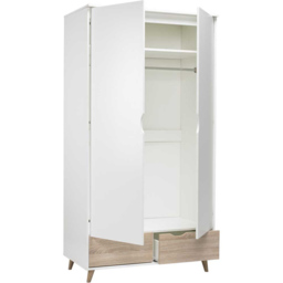 Stockholm 2 Door 2 Drawer Oak and White Wardrobe - Size: 2 Door, 2 Drawer - Multi - LPD Home - Wilko - thumbnail 4