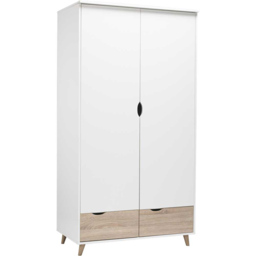 Stockholm 2 Door 2 Drawer Oak and White Wardrobe - Size: 2 Door, 2 Drawer - Multi - LPD Home - Wilko - thumbnail 3