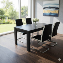 Kosy Koala Arrow 4 Seater Faux Leather Dining Set Charcoal - Dark Grey - Wilko - thumbnail 6