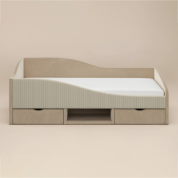 Flair Aubrey Beige Velvet and Cord Low Sleeper Bed with Storage - Size: 62 x 99 x 201cm - Wilko - thumbnail 4