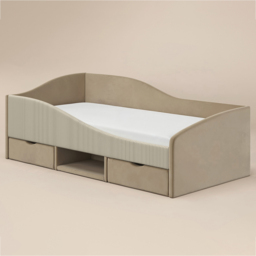 Flair Aubrey Beige Velvet and Cord Low Sleeper Bed with Storage - Size: 62 x 99 x 201cm - Wilko - thumbnail 3