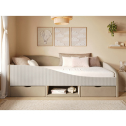Flair Aubrey Beige Velvet and Cord Low Sleeper Bed with Storage - Size: 62 x 99 x 201cm - Wilko - thumbnail 7