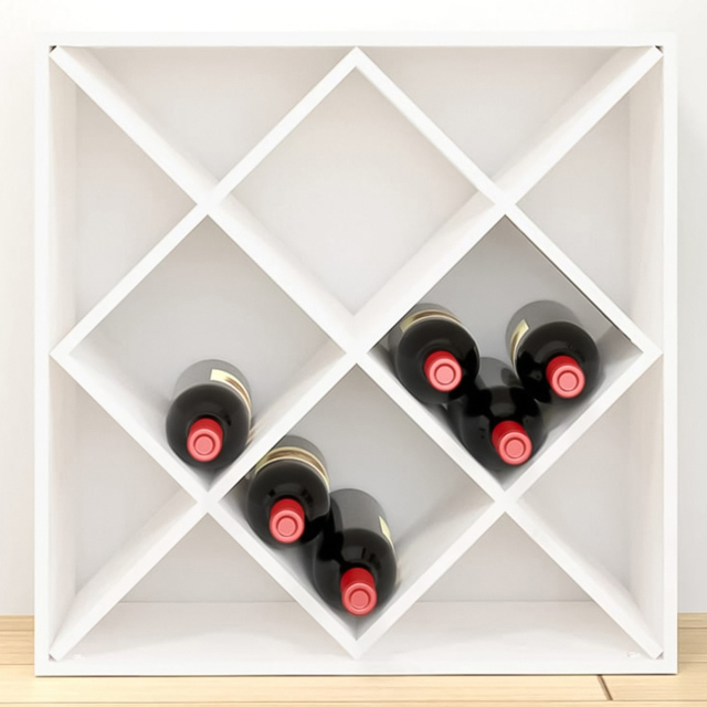 vidaXL 12 Shelf White Freestanding Wine Cabinet - Size: 62 x 62 x 25cm - Wilko - image 1