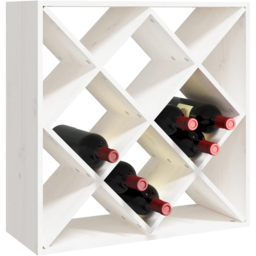 vidaXL 12 Shelf White Freestanding Wine Cabinet - Size: 62 x 62 x 25cm - Wilko - thumbnail 4