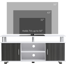 Portland 2 Door 3 Shelf White and Grey TV Cabinet - Size: 120 x 40 x 52cm - Wilko - thumbnail 5