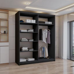 Sliding Wardrobes 4U 2 Sliding Door Black Full Length Mirrored Wardrobe 150cm - Size: 2 Door - Wilko - thumbnail 3