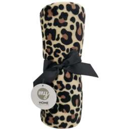 Leopard Print Rabbit Faux Fur Throw - Neutral - My Home - Wilko - thumbnail 1