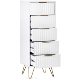Julian Bowen Murano 5 Drawer Matt White Tallboy Chest of Drawers - Wilko - thumbnail 5