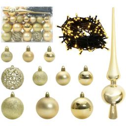 vidaXL Pre-Lit Warm White LED and Gold Baubles Snow Flocked Artificial Christmas Tree 3.9ft - Green - Wilko - thumbnail 7