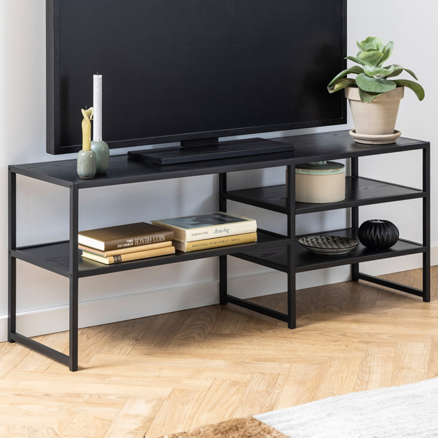Florence Seaford 3 Shelf Black Metal TV Unit - Furniture To Go - Wilko - image 1