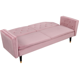 Comfy Living 3 Seater Pink and Gold Plush Velvet Tufted Sofa Bed - Wilko - thumbnail 5