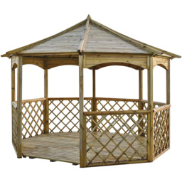 Rowlinson Buckingham Wooden Gazebo - Size: 12 x 12ft - Brown - Wilko - thumbnail 3
