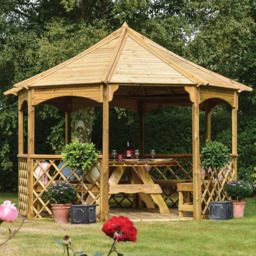 Rowlinson Buckingham Wooden Gazebo - Size: 12 x 12ft - Brown - Wilko