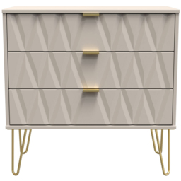 Crowndale Diamond 3 Drawer Matt Kashmir Chest of Drawers - Cream - Wilko - thumbnail 4