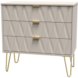 Crowndale Diamond 3 Drawer Matt Kashmir Chest of Drawers - Cream - Wilko - thumbnail 3