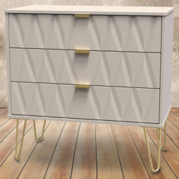 Crowndale Diamond 3 Drawer Matt Kashmir Chest of Drawers - Cream - Wilko - thumbnail 1