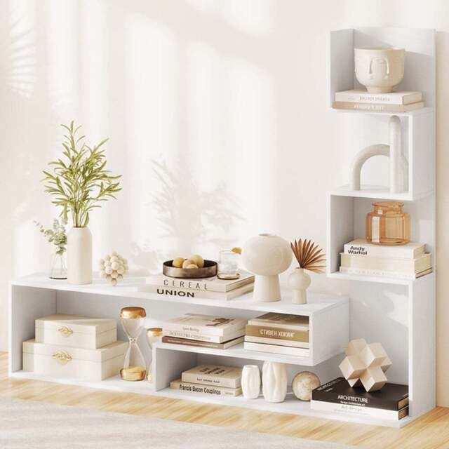 Costway White Media Console Table - Size: 145 x 30 x 121cm - Wilko