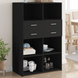 vidaXL 2 Drawer 6 Shelf Black Highboard - Size: 124 x 42.5 x 80cm - Wilko