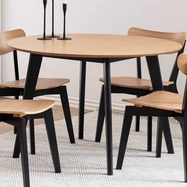 Florence Roxby Round Dining Table Oak and Black - Furniture To Go - Wilko - image 1